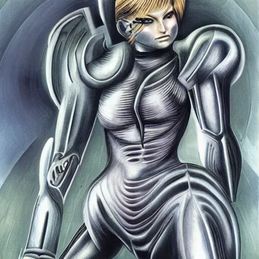 Prompt: samus aran by h. r. giger