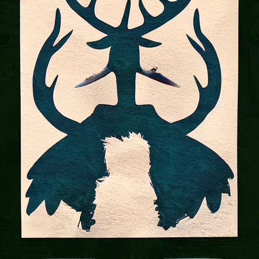 Prompt: bird god with antlers