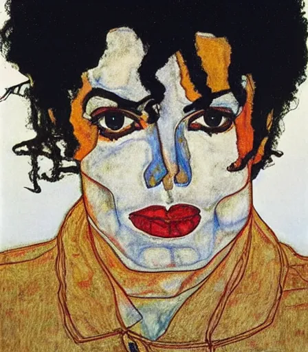 Image similar to portrait of michael jackson by egon schiele, intense desire, high quality, high detail