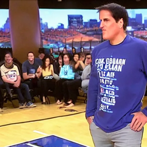 Image similar to Mark Cuban with a basketball shirt, investing in a company, in Shark Tank (2016)