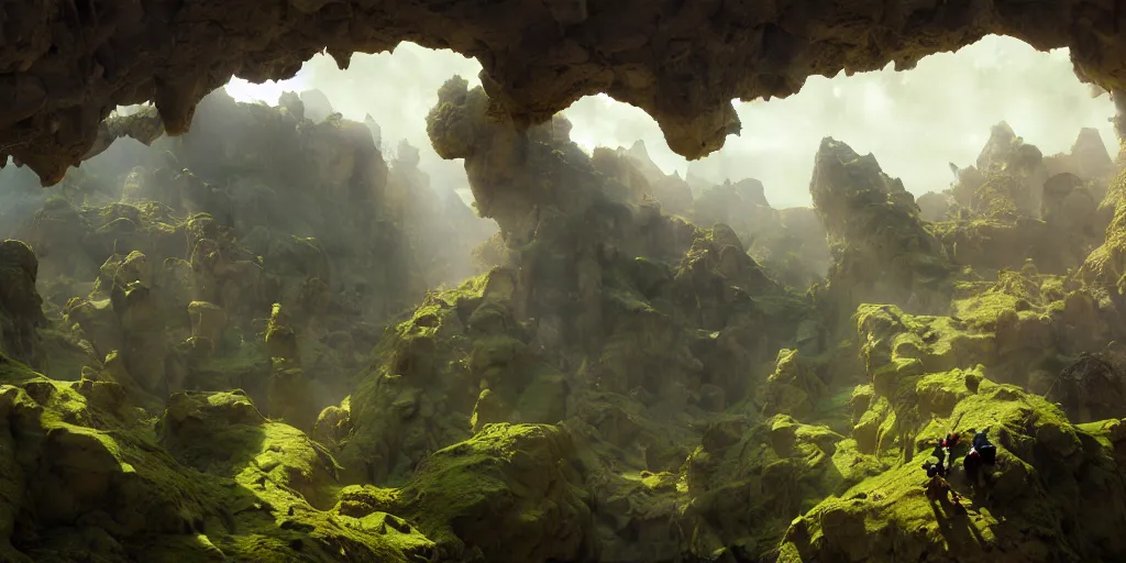 Image similar to huge cave ceiling clouds made of green earth towns, industry, steampunk villages castles, buildings inverted upsidedown mountain artstation illustration sharp focus sunlit vista painted by ruan jia raymond swanland lawrence alma tadema zdzislaw beksinski norman rockwell tom lovell alex malveda greg staples
