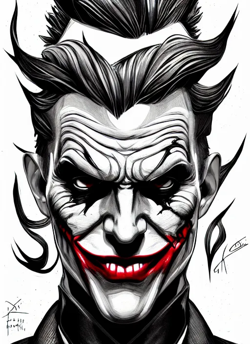 Prompt: symmetry concpet art, full shot, traditional ink, sketch, of the joker, line sketch, intricate, elegant, highly detailed, monochrome, digital painting, artstation, concept art, sharp focus, illustration, art by borderlands 3 and peter polach