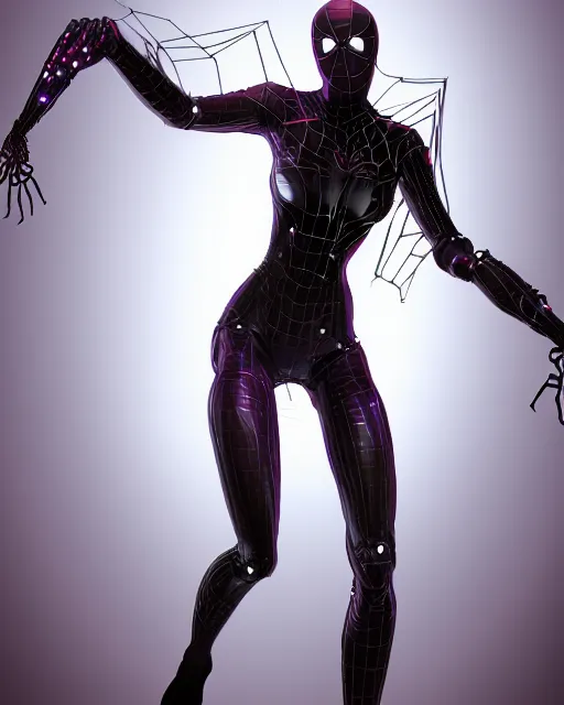 Image similar to spiderlike woman with six cybernetic arms, trending on artstation