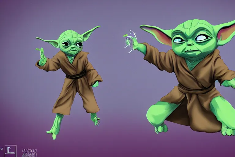 Image similar to baby yoda as a stand user from jojo's bizarre adventure, trending on artstation, digital art