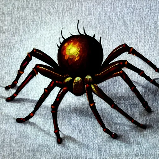 Prompt: oil painting of cute cartoonish 3 d spider, concept art