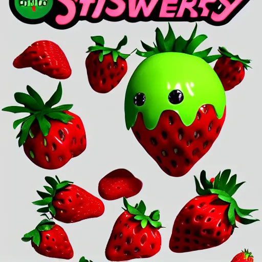 Prompt: strawberry monster trending on artstation