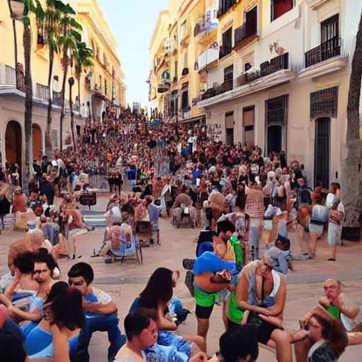 Image similar to malaga city full of drunk people