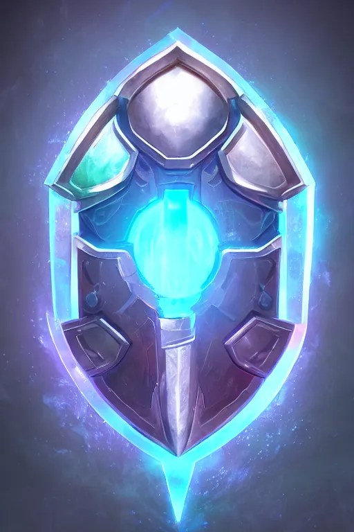 Image similar to shield fantasy epic legends game icon stylized digital illustration radiating a glowing aura global illumination ray tracing hdr fanart arstation by ian pesty and katarzyna da „ bek - chmiel