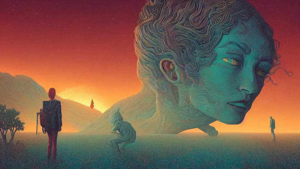 Prompt: lost in the other side of nowhere, digital painting. dreaming latent space. casey weldon. digital render. dan mumford. clean retro. bruce pennington.