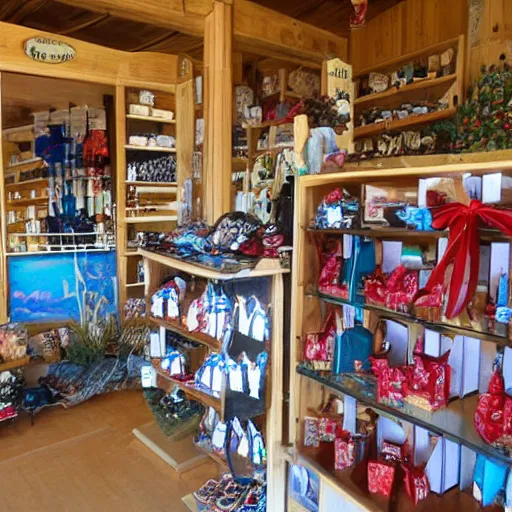 Image similar to a gift shop at the top of a mountain