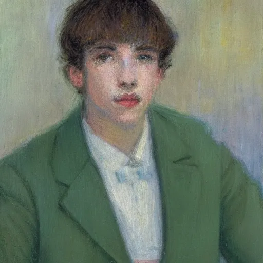 Image similar to impressionism dizzy portrait of a young dude 2 7 years old, with mound