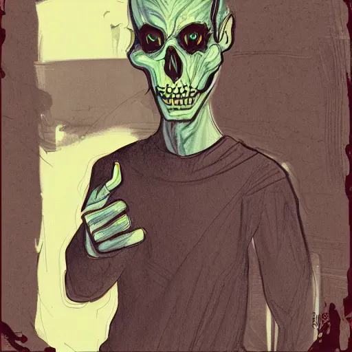 Image similar to a portrait of eddie munson giving vecna the middle finger, digital art