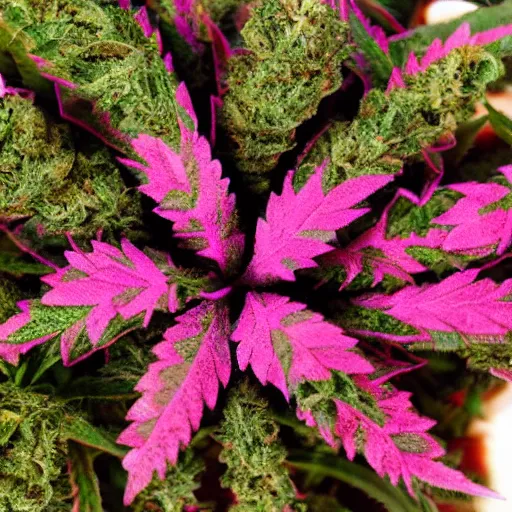 Prompt: marijuana placed as a abstract monument, pink elemenets, elegant, old-style