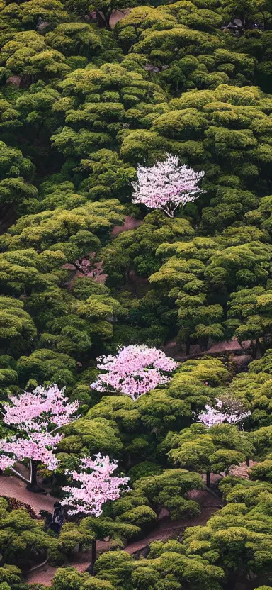 Prompt: “ a aerial photo of tyrannosaurus at a sakura tree, side shot, by shunji dodo, 8 k resolution, high quality ”