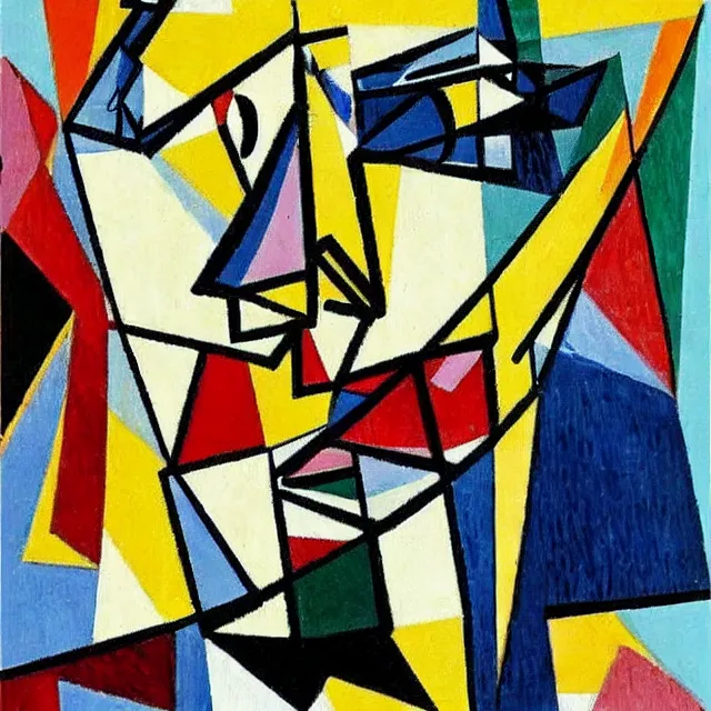 Prompt: cubistic painting of Samuel Beckett by Picasso and Georges Braque, analytical cubism, brushstrokes