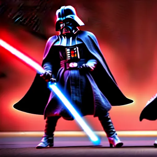 Image similar to ultra detailed picture of a fight between darth vador and anakin skywalker, unreal engine, extremely detailed, epic, dark, highly realistic, beautiful, ultra hd