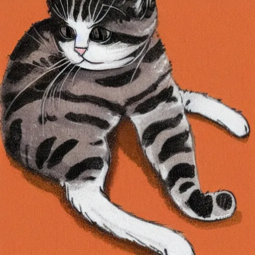 Image similar to Terence Greer illustration of a cute cat