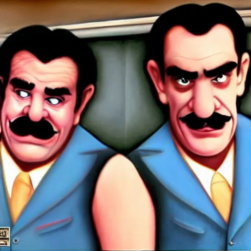 Prompt: wario and waluigi in goodfellas ( photo realistic and hyperrealistic and in high quality )