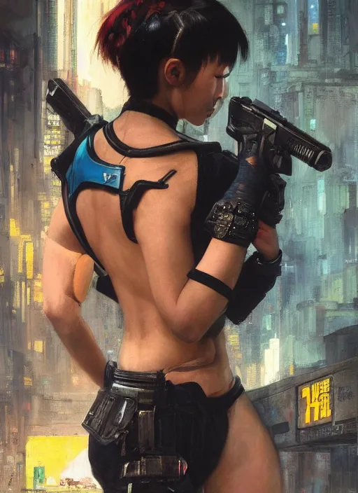 Image similar to chun li doing backflip. cyberpunk police trooper in a military vest ( blade runner 2 0 4 9, cyberpunk 2 0 7 7 ). orientalist portrait by john william waterhouse and james gurney and theodore ralli and nasreddine dinet, oil on canvas. cinematic, hyper realism, realistic proportions, dramatic lighting, high detail 4 k