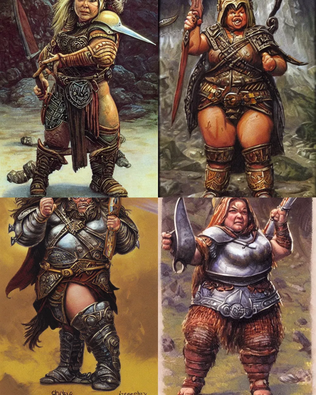 Prompt: female dwarven warrior, chubby short stature | by jeff easley