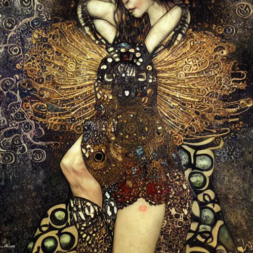 Image similar to demon, intricate detail, klimt, royo, whealan,