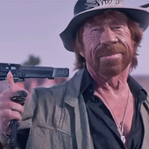 Image similar to chuck Norris in a lil Nas X video