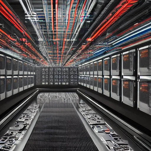 Prompt: dark server room with a lot of computers and a cropped seat in the middle of the frame, blade runner, highly detailed, photorealistic, hd, 8k.