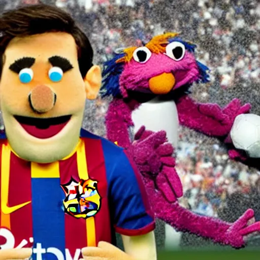 Image similar to lionel messi as a muppet