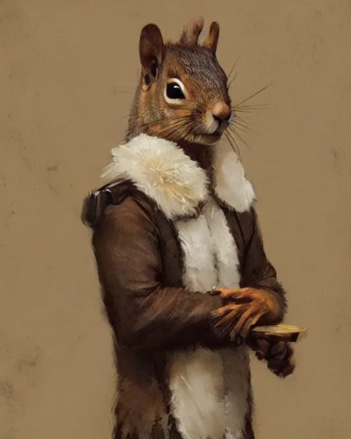 Image similar to a portrait of a squirrel dressed like a [ roman empire ] senator!, art by greg rutkowski and artgerma, stunning! concept art, character design