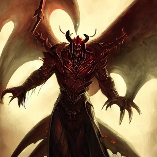 Prompt: concept art of a demon lord, magic the gathering, blizzard