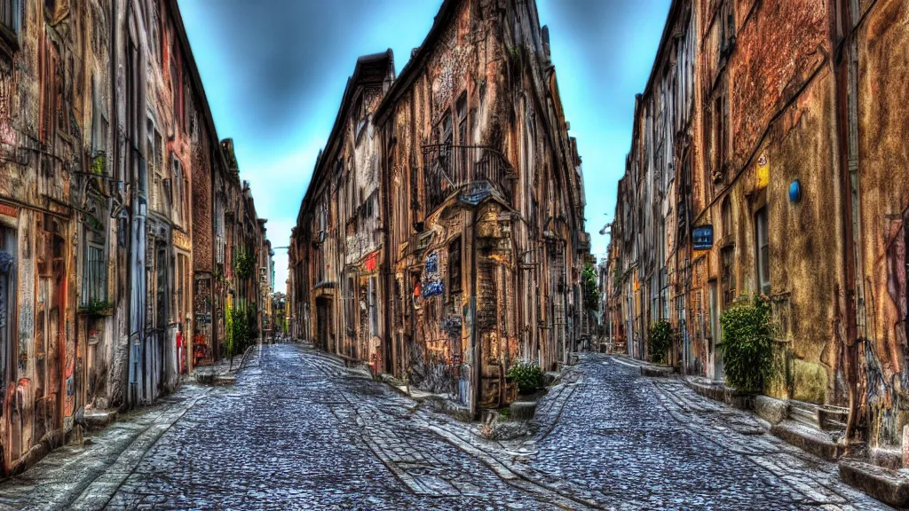 Prompt: a view of a euopean street hdr effect