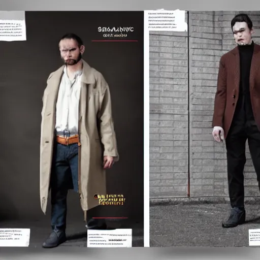 Prompt: outlive smart casual collection lookbook grid, in the style of grand chamaco and stanley kubrick, inspired by rpg fantasy characters, photorealistic, epic, super technical, cinematic still