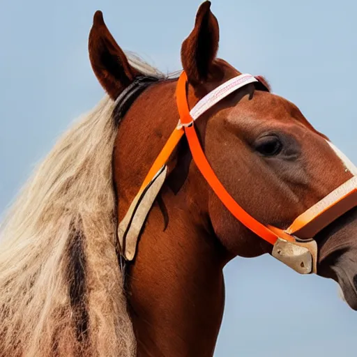 Image similar to man wearing horse head mask on shoulder of man