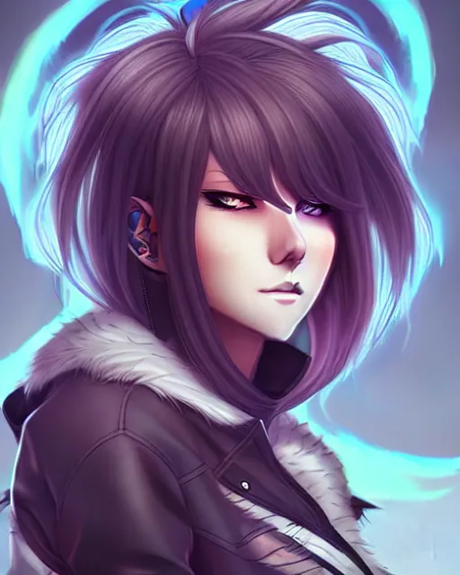 Image similar to Wolf as an anime character digital illustration portrait design by Ross Tran, artgerm detailed, soft lighting from Apex Legends