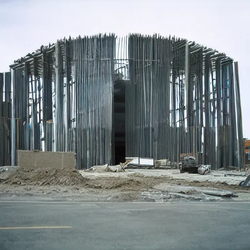 Image similar to photo of noahs arc construction, kodak portra 4 0 0 color negative film