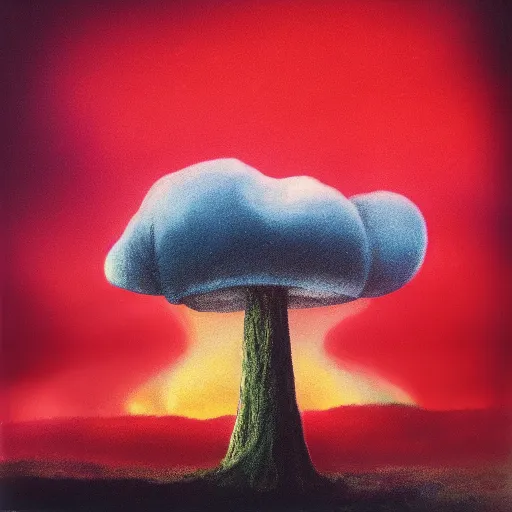 Image similar to mushroom cloud with red sky ’ s