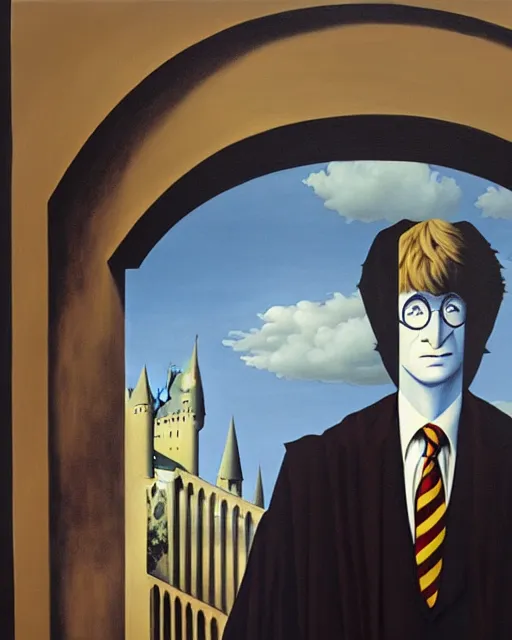 Image similar to harry potter painting by magritte