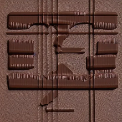 Image similar to hyper detailed paper blueprint of a section of a candy bar with 3 layers of chocolate, marzipan and nougat, by frank lloyd write, by mies van der roe, by thom mayne, volumetric lighting, rendered in octane, realistic shadows, 4k resolution