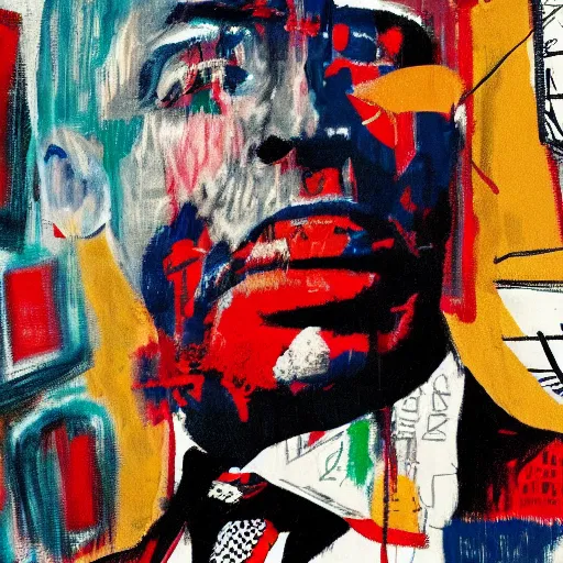 Prompt: joe rogan as president of the united states, by basquiat