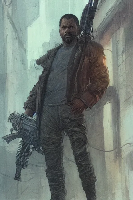 Image similar to vernon. Blade runner 2049 mercenary. concept art by James Gurney and Mœbius.