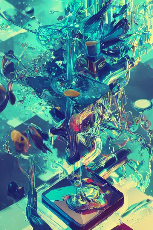 Prompt: epic 3 d abstract gpu hacker, spinning hands and feet, 2 0 mm, plum and teal peanut butter melting smoothly into asymmetrical cannabis and magic mushrooms, liquid, beautiful code, intricate cuda, houdini sidefx, trending on artstation, by jeremy mann, ilya kuvshinov, jamie hewlett and ayami kojima