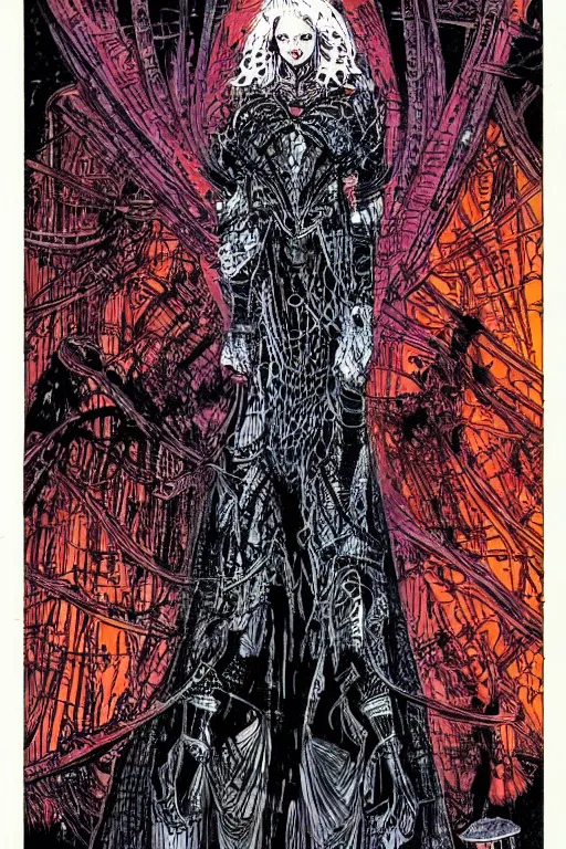 Prompt: castle woman by Philippe Druillet