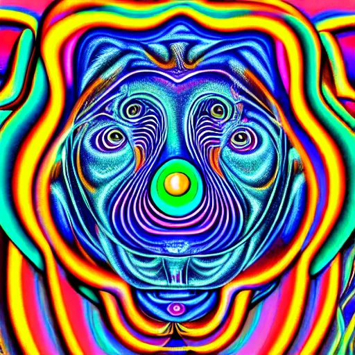 Image similar to digital illustration of a pig, by alex grey, tool band, psychedelic art, spiral fractals, detailed, 8 k