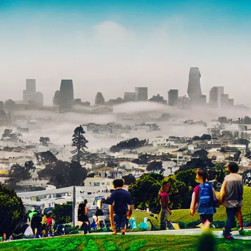 Prompt: dreamscape studio ghibli dolores park cyber punk foggy san francisco