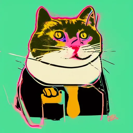 Prompt: a fat cat by andy warhol, digital art, trending on artstation