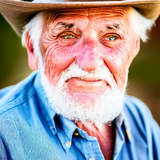 Prompt: a beautiful portrait photo of an old man, beautiful detailed eyes, golden hour in pismo California, outdoors, professional award winning portrait photography, Zeiss 150mm f/ 2.8 Hasselblad