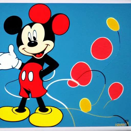 Prompt: mickey mouse blotter art