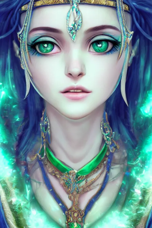 Prompt: gorgeous attractive portrait of morgiana from magi : the labyrinth of magic, photorealistic portrait, vaporwave effect, porcelain skin, smooth, beautiful volumetric lighting, emerald eyes, trending on artstation, 8 k, 4 k