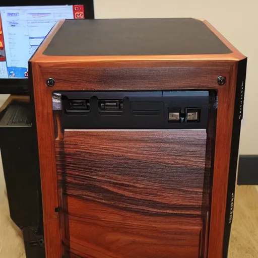 Prompt: hardwood computer case