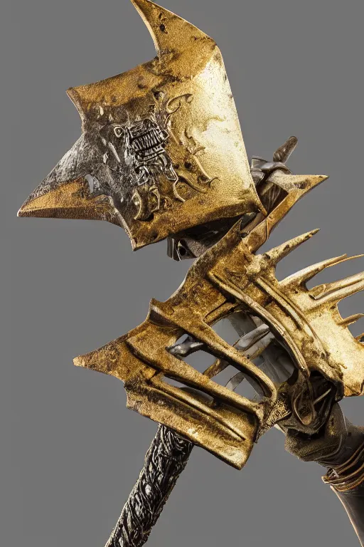 Image similar to photo taken of an epic intricate, ultra detailed, super realistic gritty, longsword weapon hero props, created by weta workshop, zoomed in shots, photorealistic, sharp focus, white wall coloured workshop, cold colour temperture, f 0. 4, face centred, golden ratio, golden hour